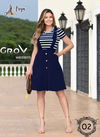 Navy Blue Colour Latest fancy Designer Party Casual Wear Western Cotton Stretchable Lycra One Pice Collection GROV 02